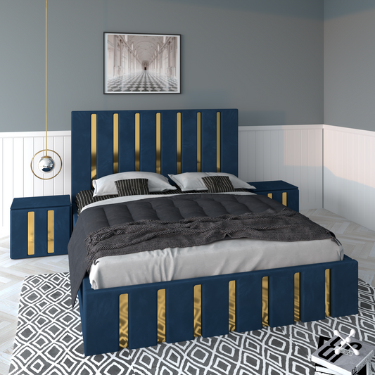 Pat Tapitat ROYAL Cu 2 Noptiere Tapitate