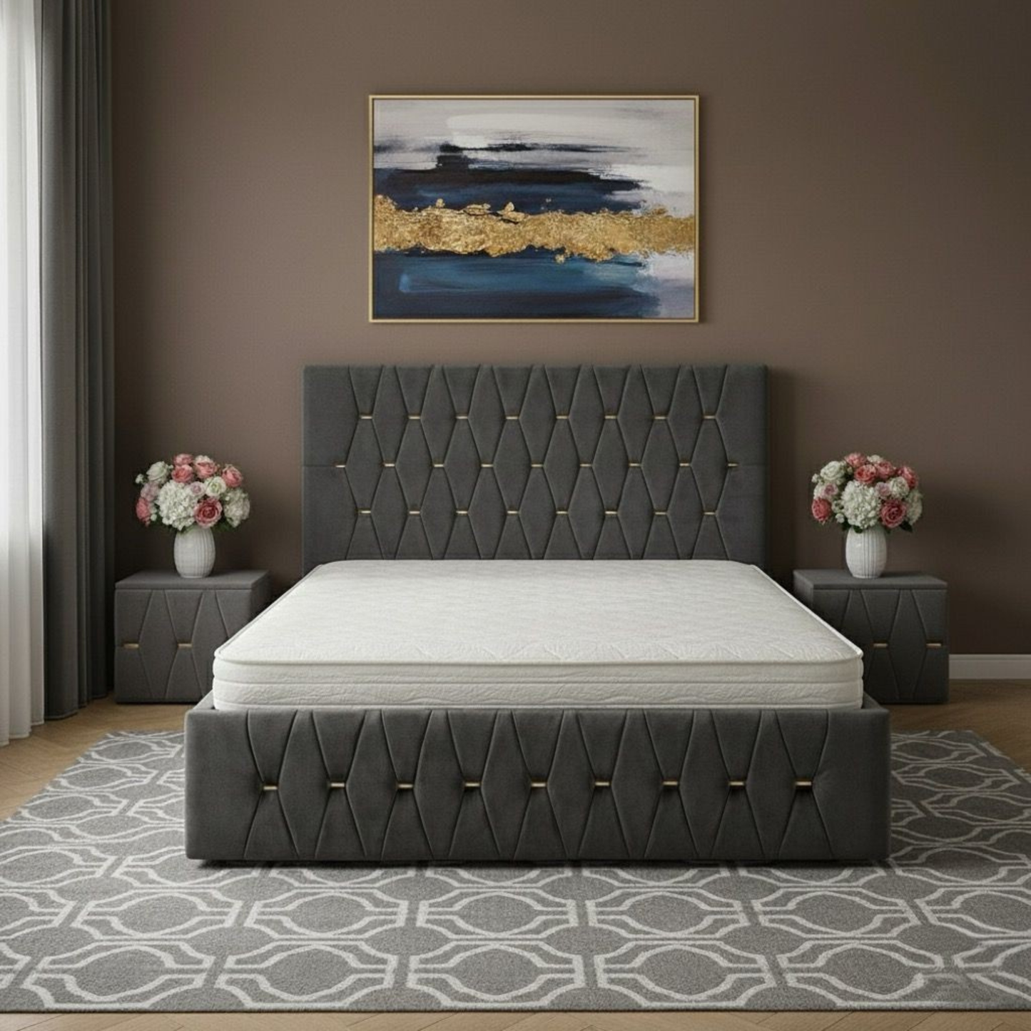 Pat Tapitat ANA Cu 2 Noptiere Tapitate