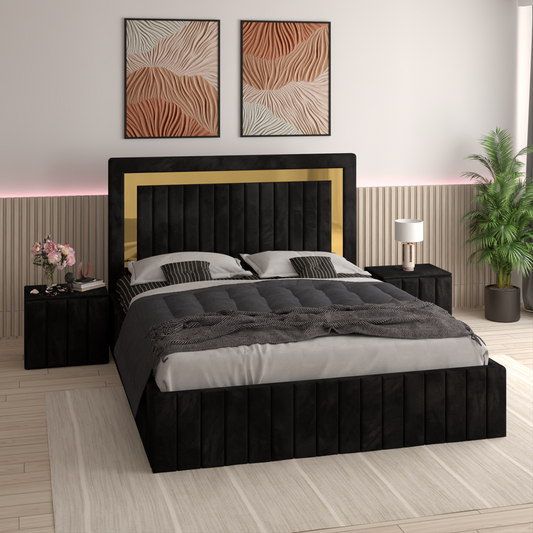 Pat Tapitat MATEI Cu 2 Noptiere Tapitate