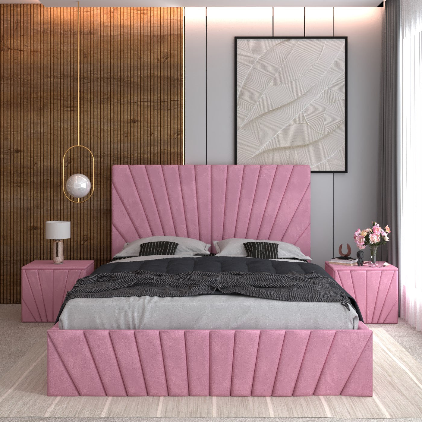 Pat Tapitat ASTRA Cu 2 Noptiere Tapitate