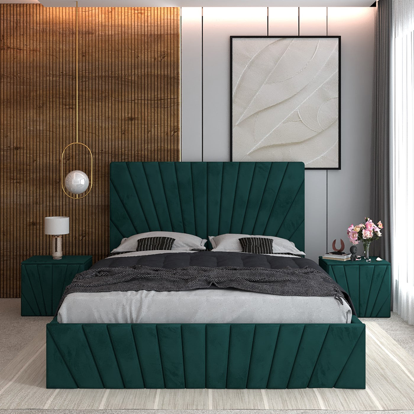 Pat Tapitat ASTRA Cu 2 Noptiere Tapitate