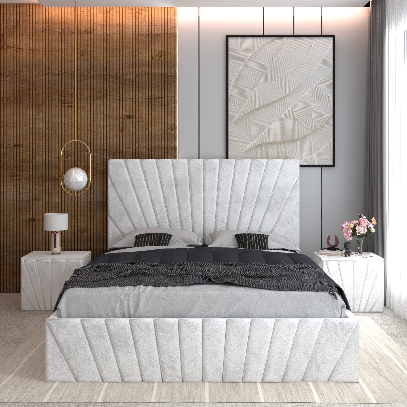 Pat Tapitat ASTRA Cu 2 Noptiere Tapitate