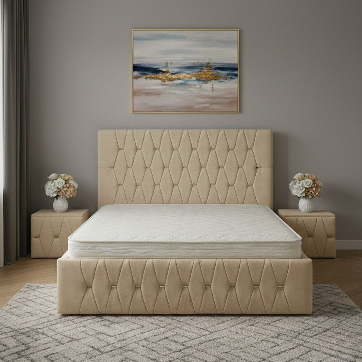 Pat Tapitat ANA Cu 2 Noptiere Tapitate