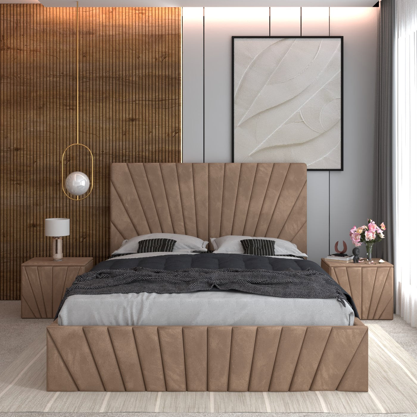 Pat Tapitat ASTRA Cu 2 Noptiere Tapitate