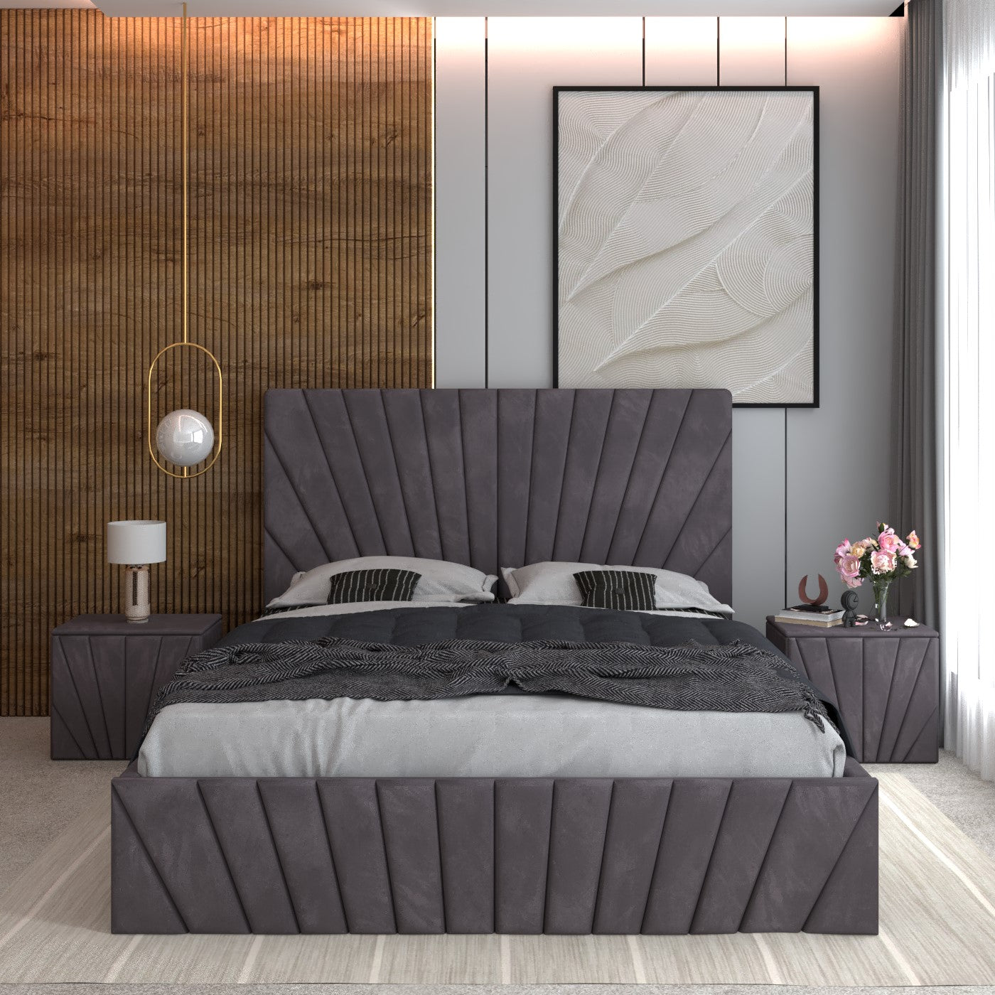 Pat Tapitat ASTRA Cu 2 Noptiere Tapitate