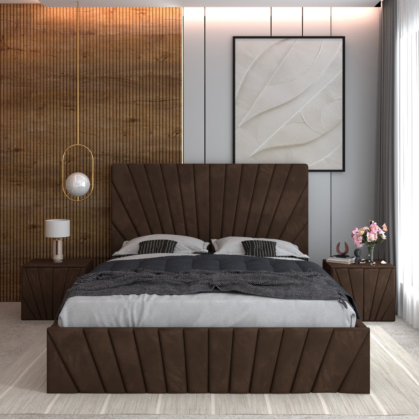 Pat Tapitat ASTRA Cu 2 Noptiere Tapitate