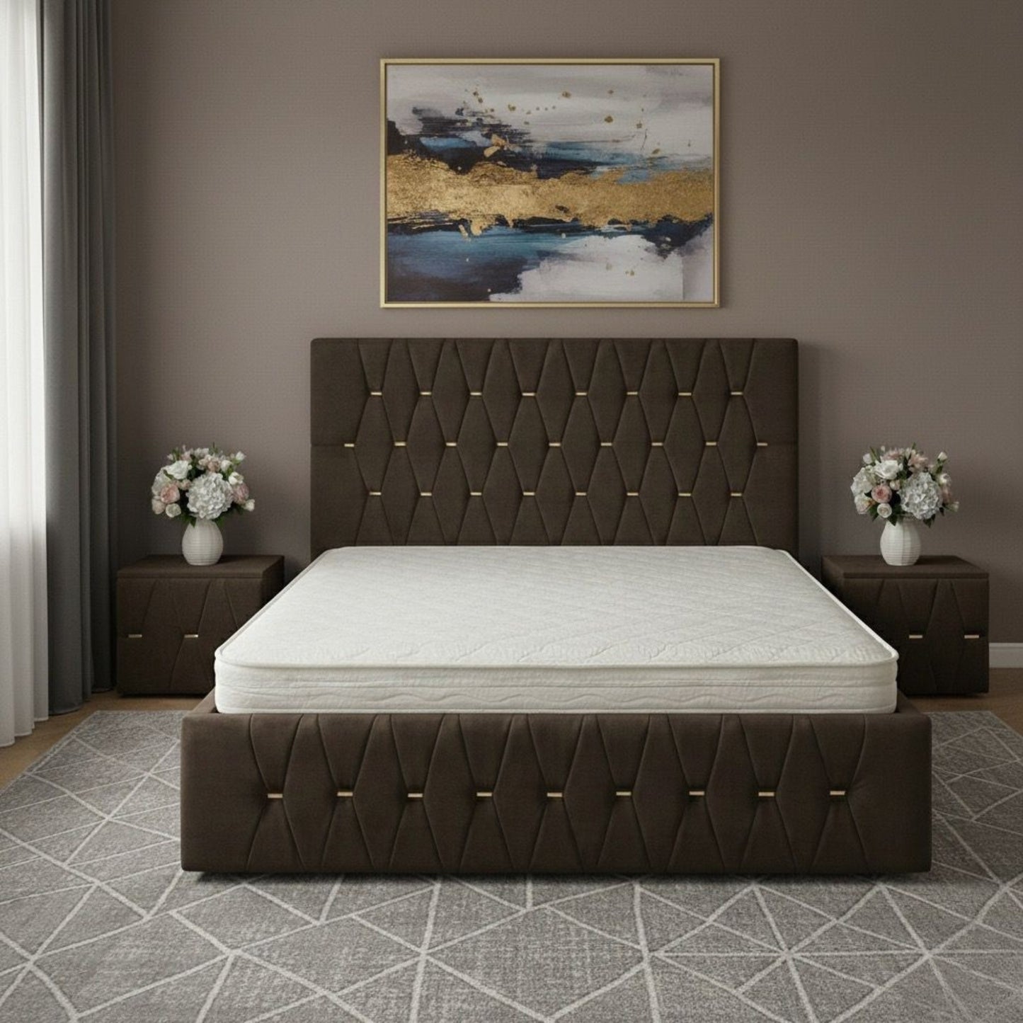 Pat Tapitat ANA Cu 2 Noptiere Tapitate