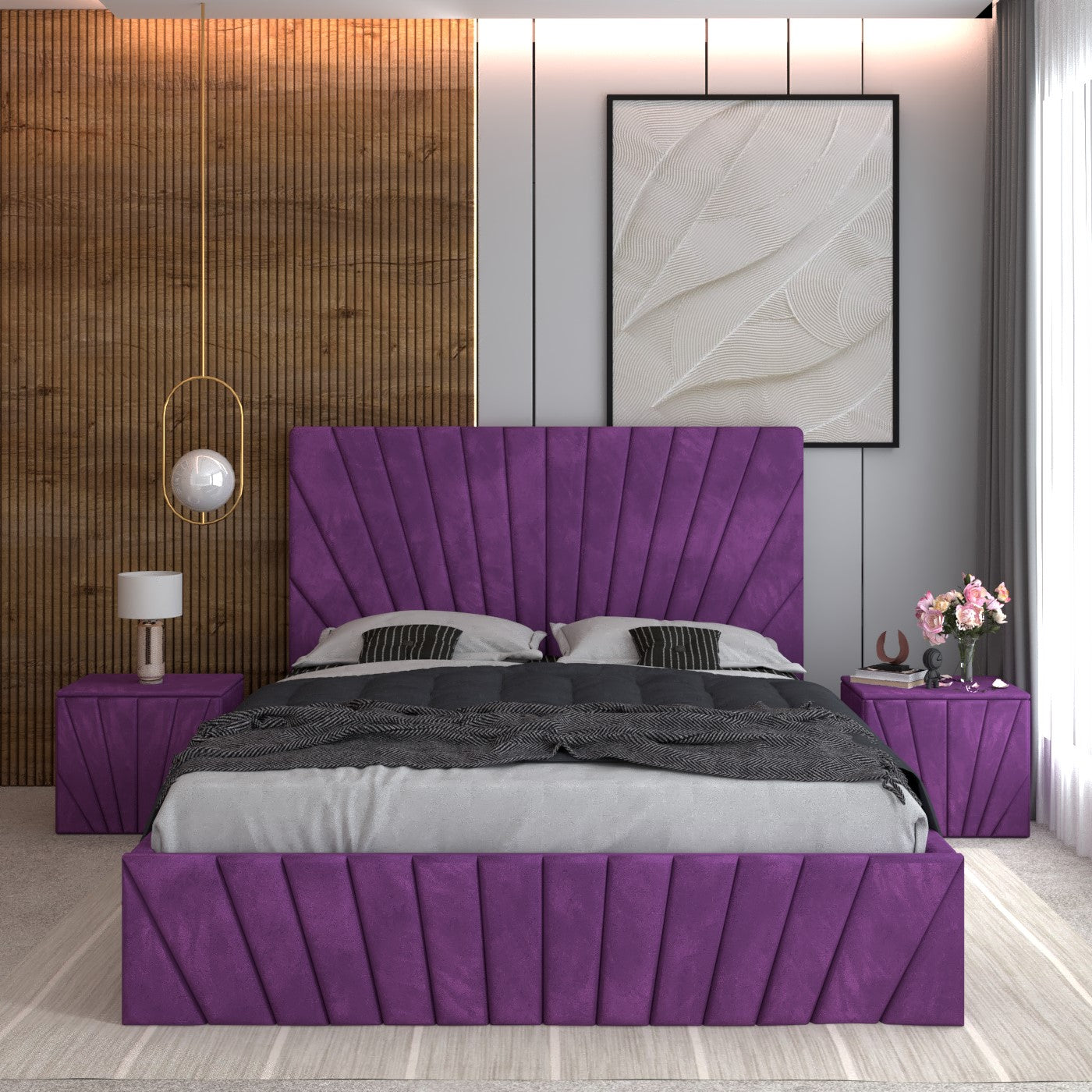 Pat Tapitat ASTRA Cu 2 Noptiere Tapitate