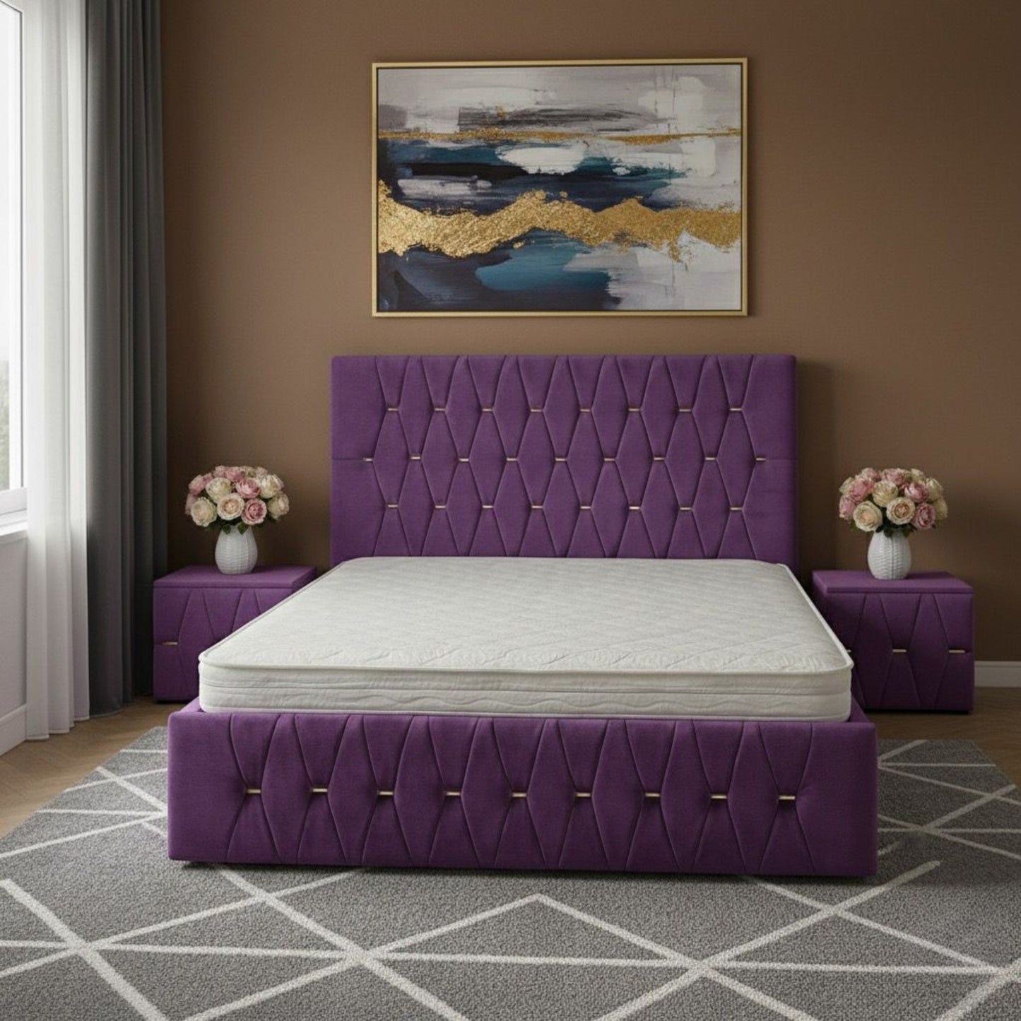 Pat Tapitat ANA Cu 2 Noptiere Tapitate