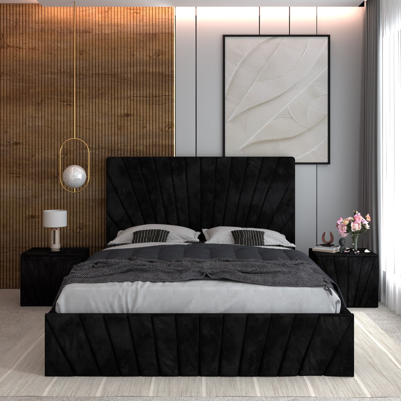 Pat Tapitat ASTRA Cu 2 Noptiere Tapitate