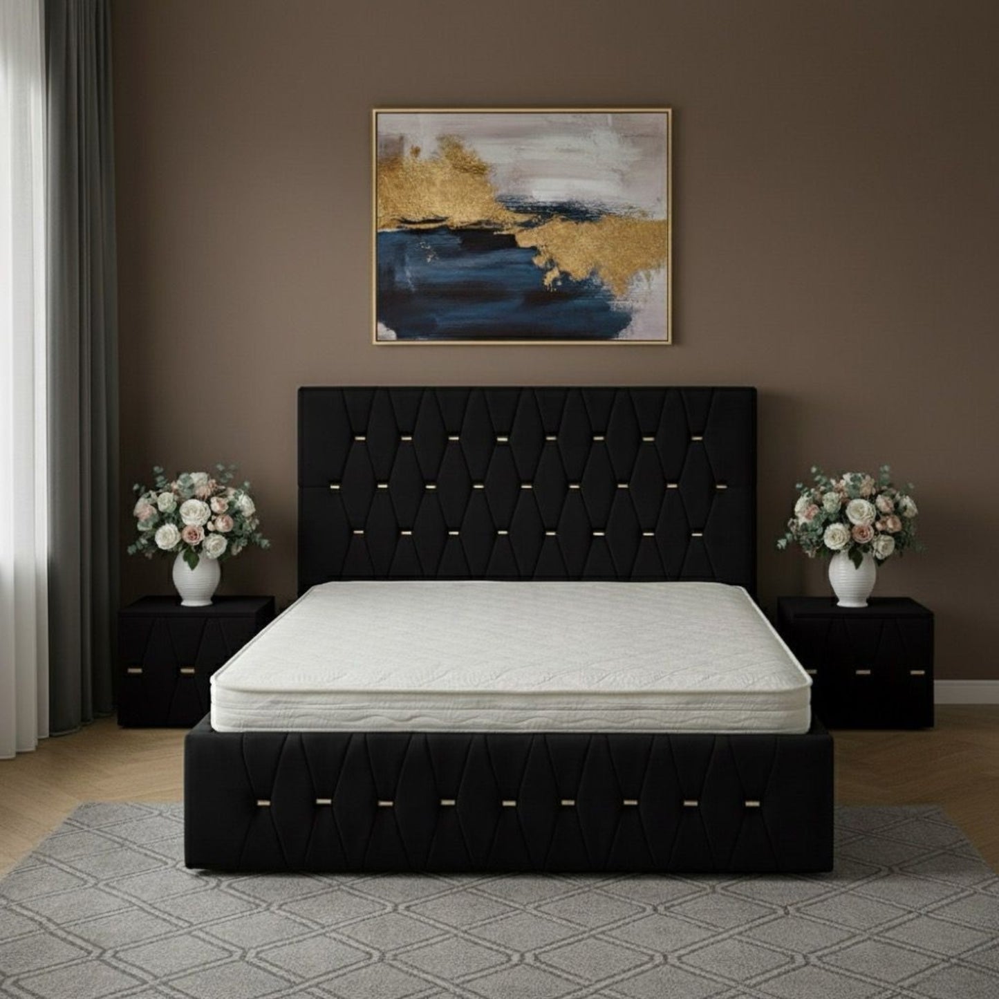 Pat Tapitat ANA Cu 2 Noptiere Tapitate