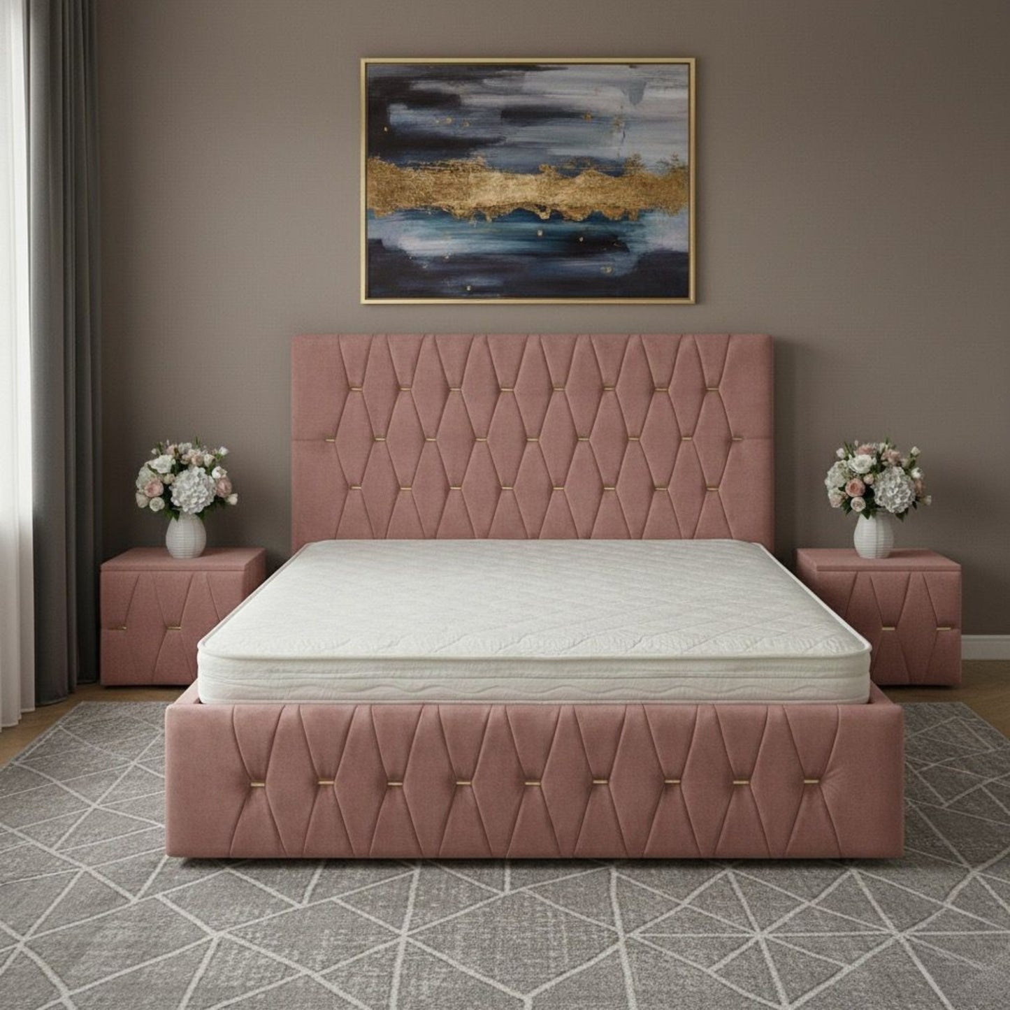 Pat Tapitat ANA Cu 2 Noptiere Tapitate