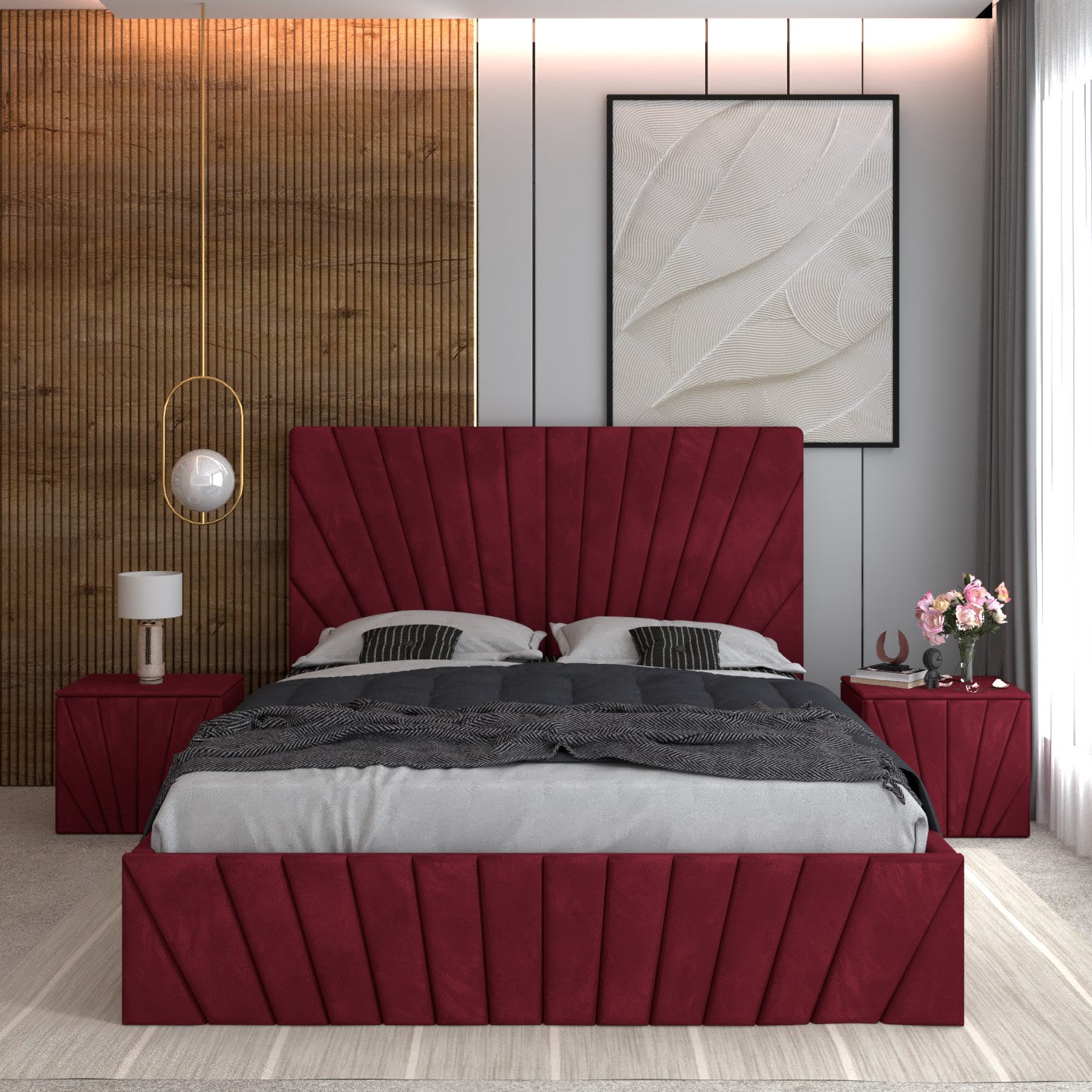 Pat Tapitat ASTRA Cu 2 Noptiere Tapitate