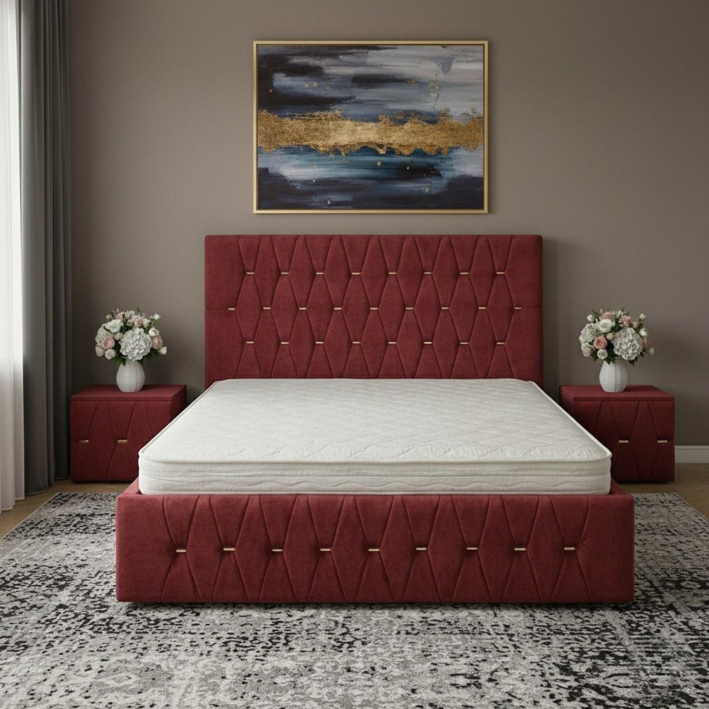 Pat Tapitat ANA Cu 2 Noptiere Tapitate